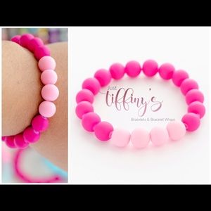 Pink Round Stone Rubber Beads Bracelet
